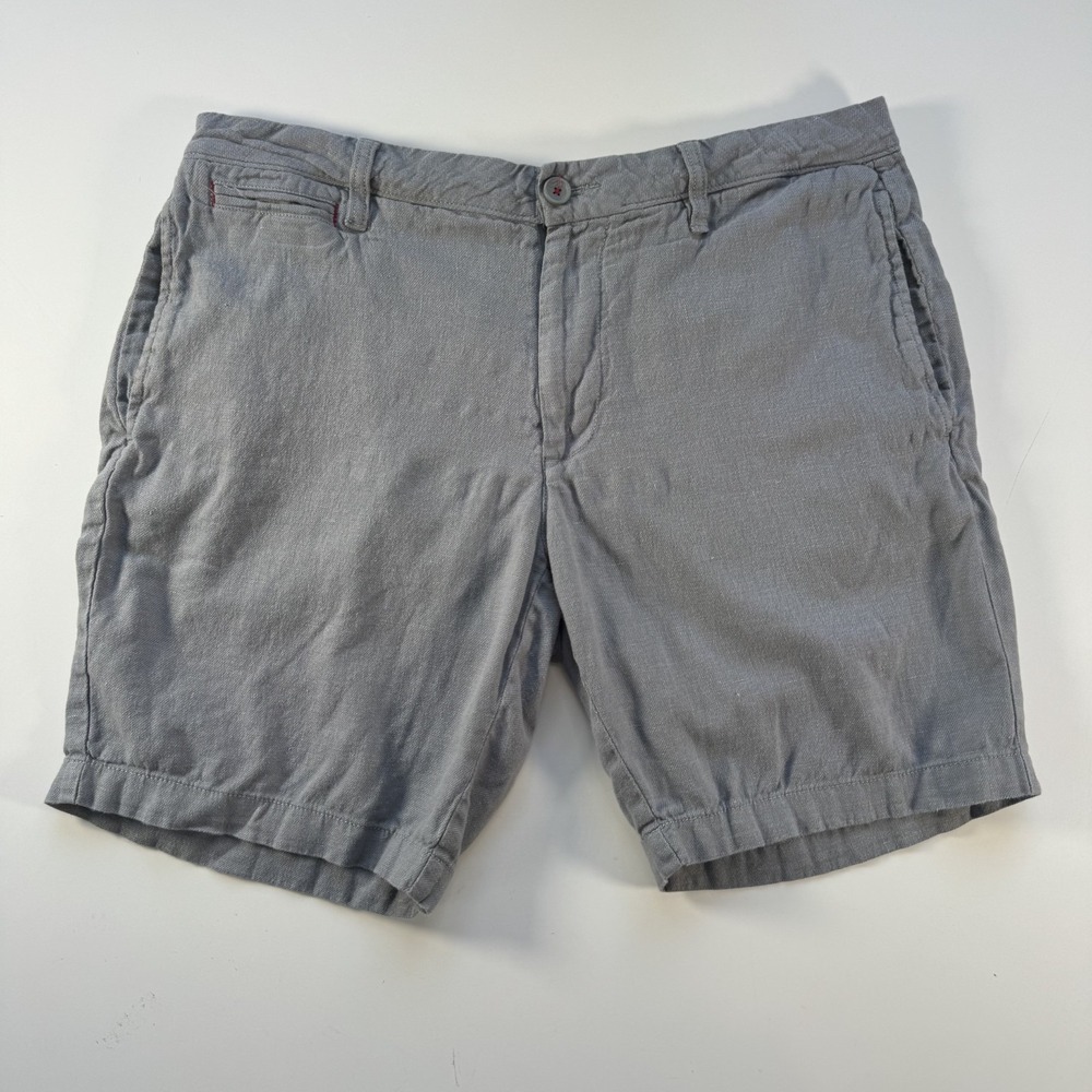 UNTUCKIT St Julien Linen-Cotton Blend 8.5" Chino Short Mens 34 Gray Preppy‎